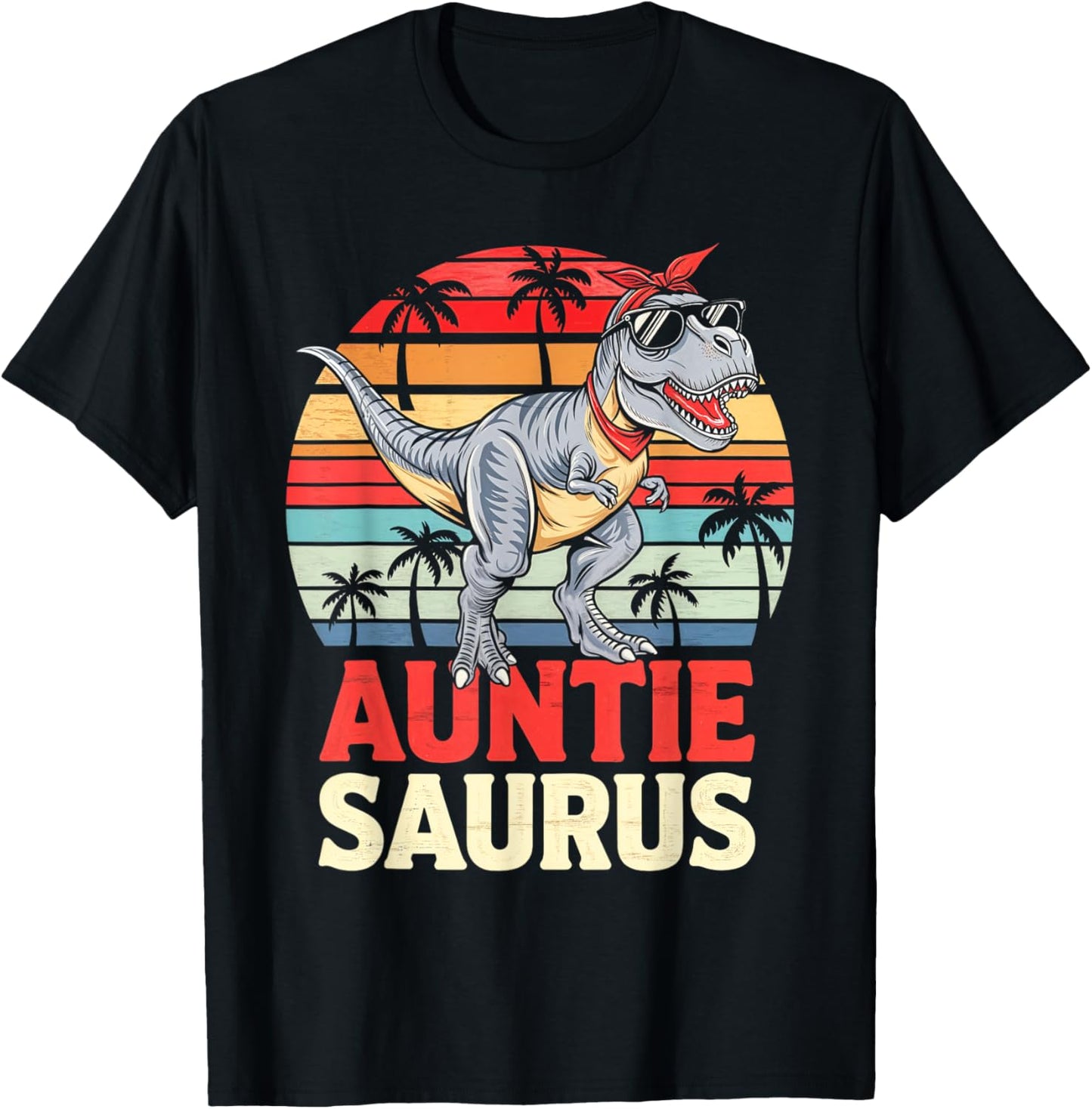 Auntie Saurus T Rex Dino Aunt Family Aunty Fun T-Shirt - T-Shirt | Black