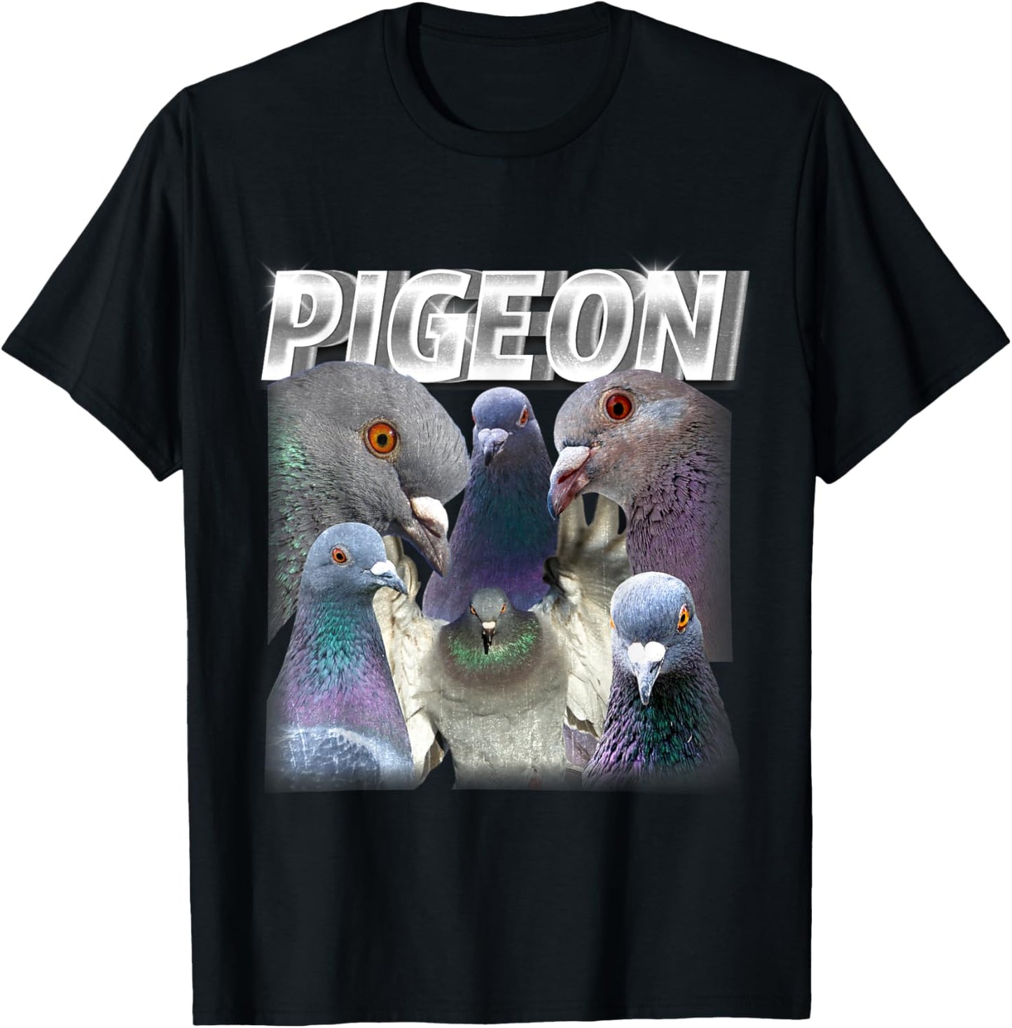 Funny Cute Pigeon Bootleg Rap Vintage Cool Bird 90s 2000s T-Shirt - T-Shirt | Black