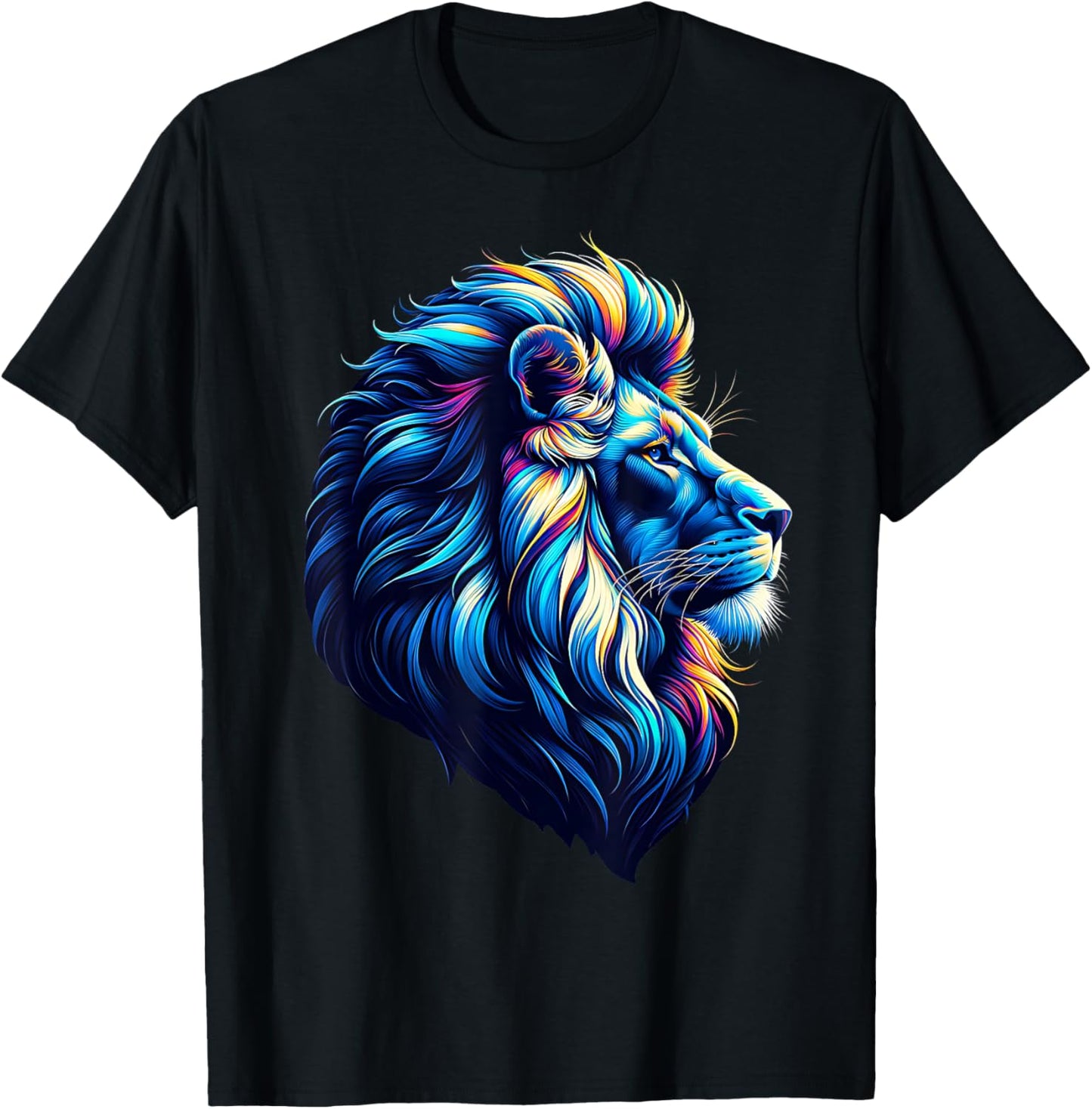 Cool Lion With Blue Eyes Men Women Kids Lion T-Shirt - T-Shirt | Black