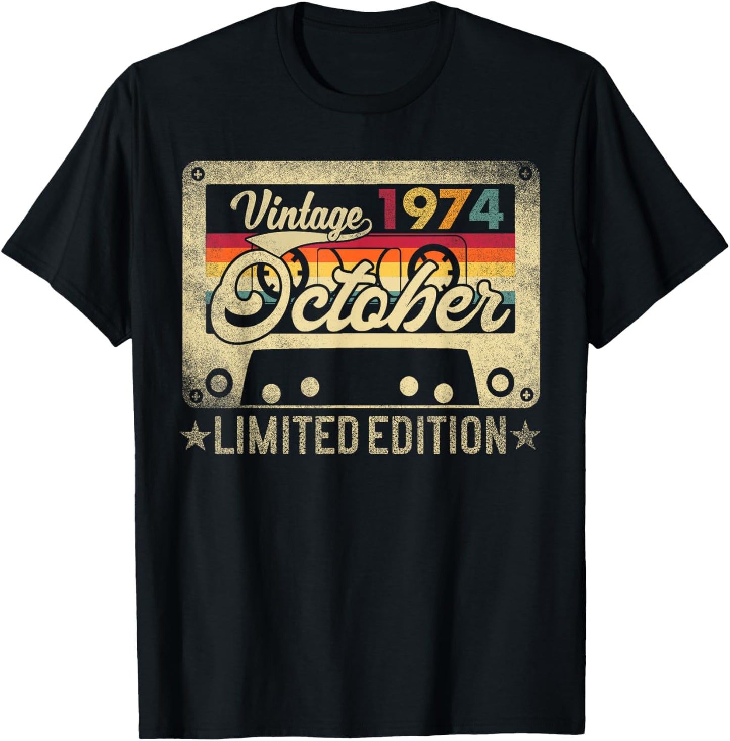 October 1974 Retro 51st Birthday Limited Edition Vintage T-Shirt - T-Shirt | Black