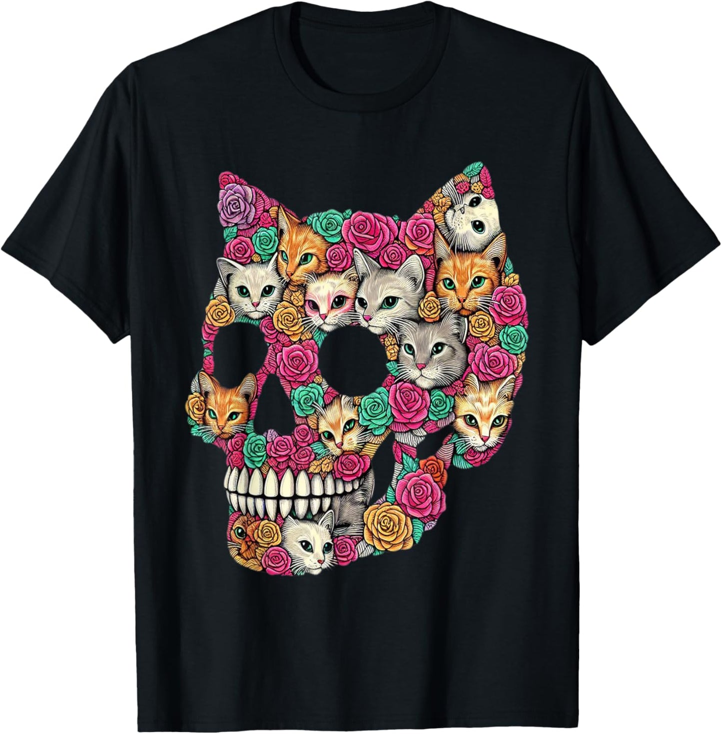 Cat Skull - Kitty Skeleton Halloween Costume Idea T-Shirt - T-Shirt | Black