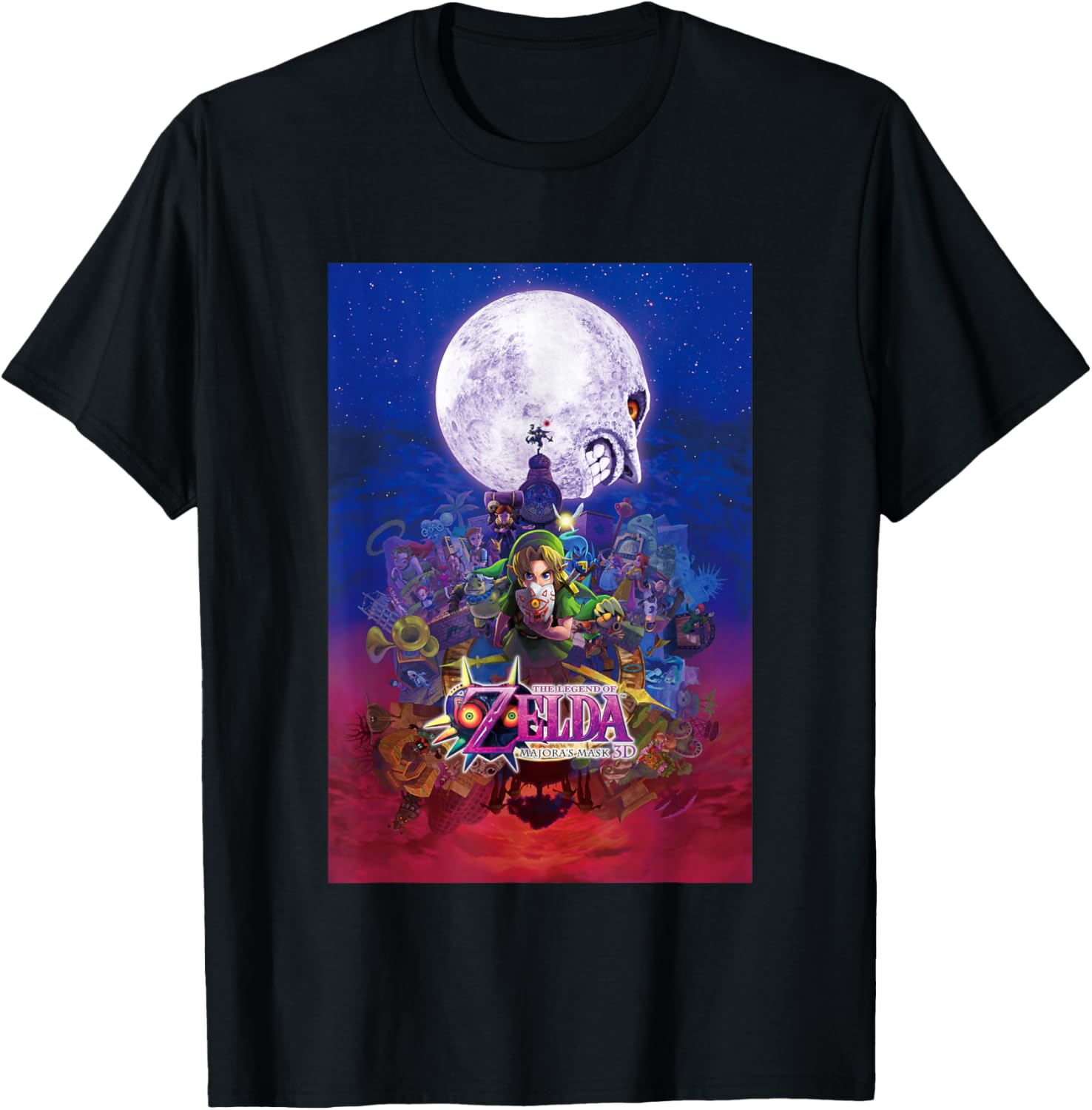 The Legend of Zelda Majora's Mask Gradient Distressed Poster T-Shirt - T-Shirt | Black
