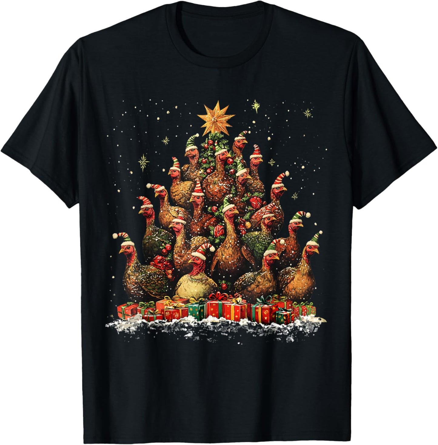 Turkey Christmas Tree Ornament Decor Xmas T-Shirt - T-Shirt | Black