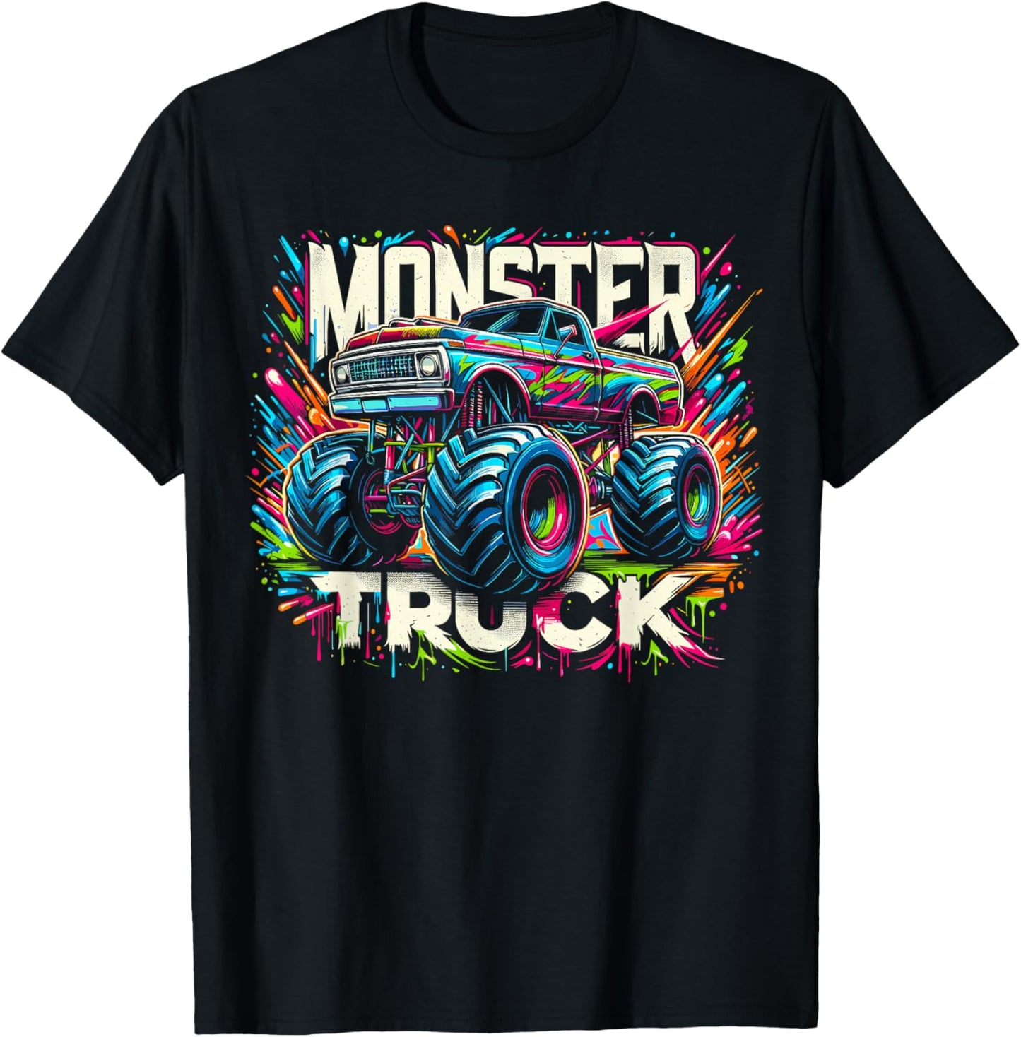Colorful Graffiti Monster Truck T-Shirt - T-Shirt | Black