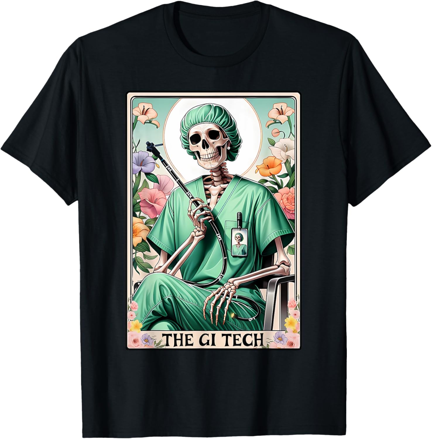 GI Tech Tarot Card Skeleton Gastroenterology GI Crew Endo T-Shirt - T-Shirt | Black