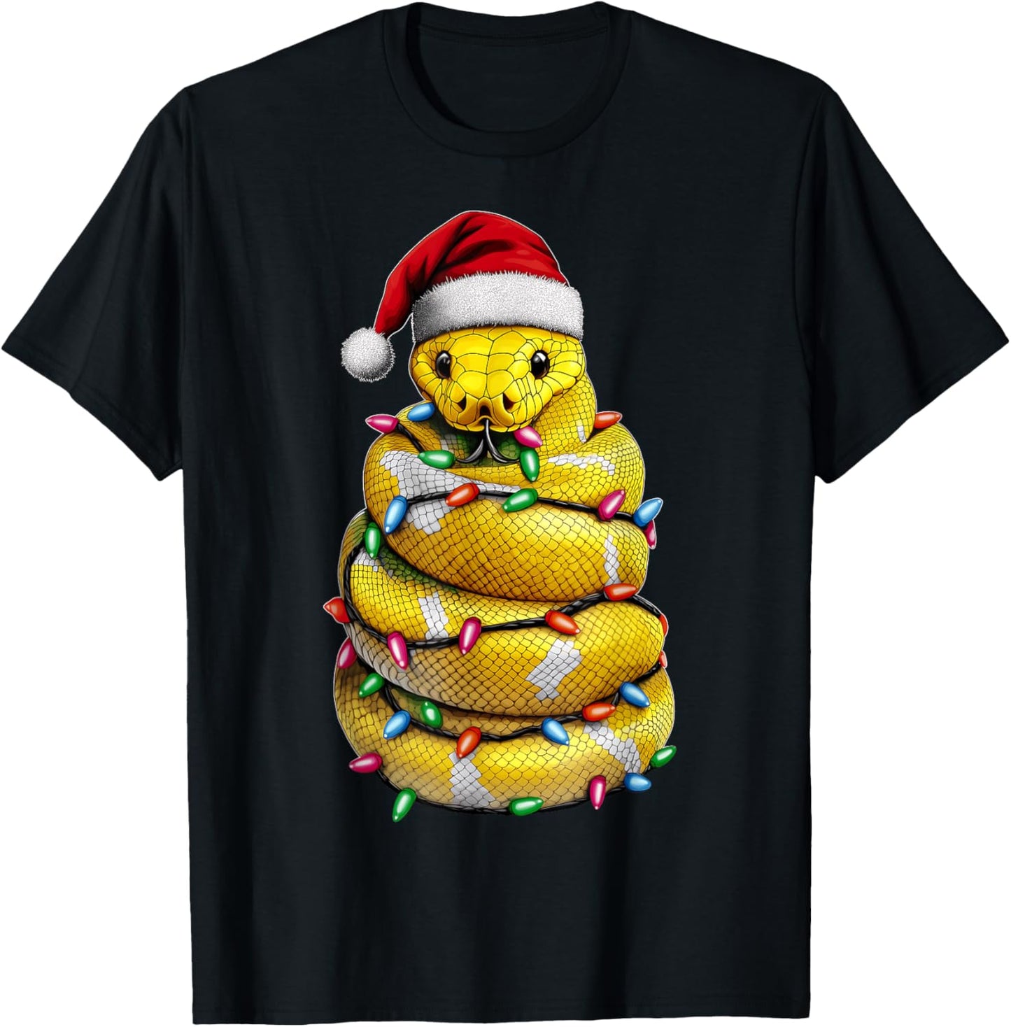 Ball Python Snake Christmas Hat Xmas T-Shirt - T-Shirt | Black