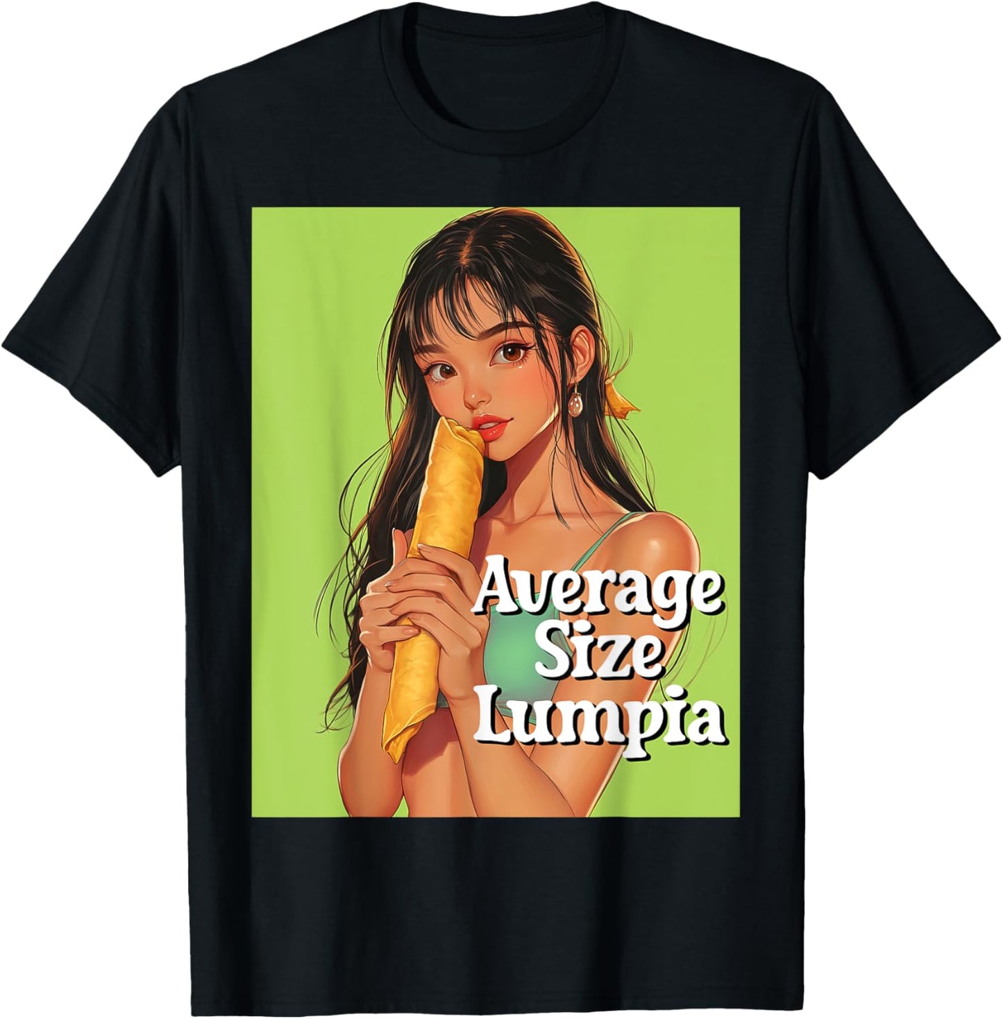 Makati T. T. Co. Average Size Lumpia Design -Adults Black T-Shirt - T-Shirt | Black