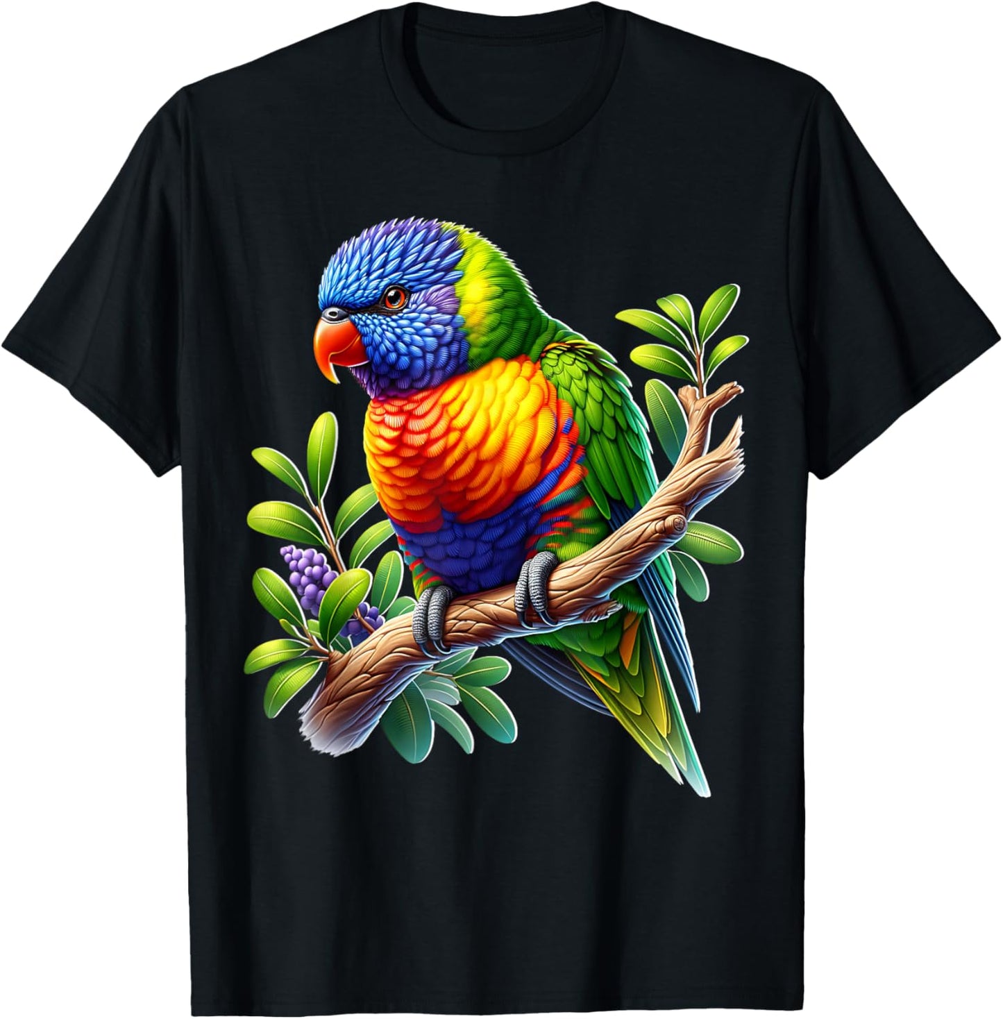 Rainbow Lorikeet Design T-Shirt - T-Shirt | Black