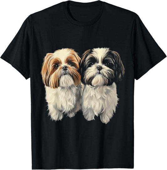 Shih Tzu Dog Motif Pet Artwork Shih Tzu T-Shirt - T-Shirt | Black