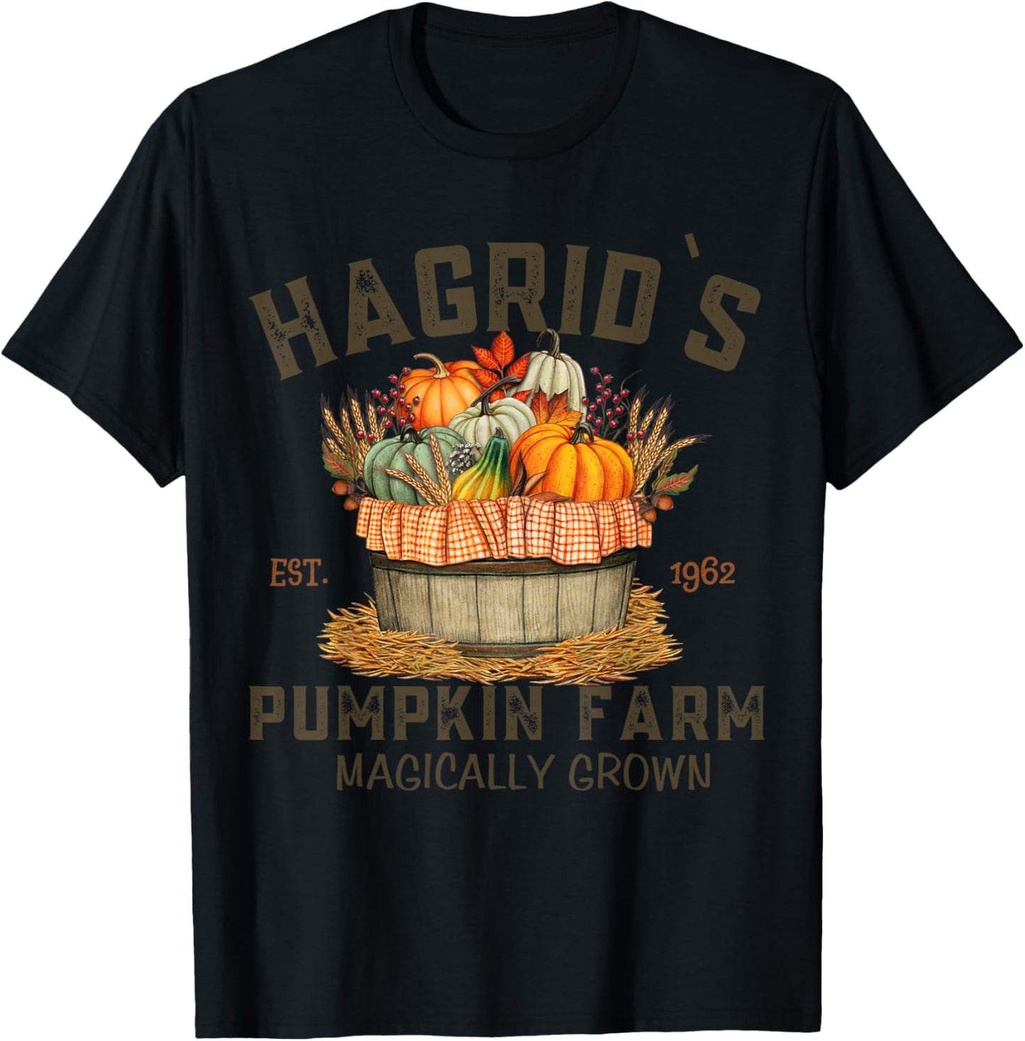 Retro Hagrid's Pumpkin Farm Patch Autumn Pumpkin Garden T-Shirt - T-Shirt | Black