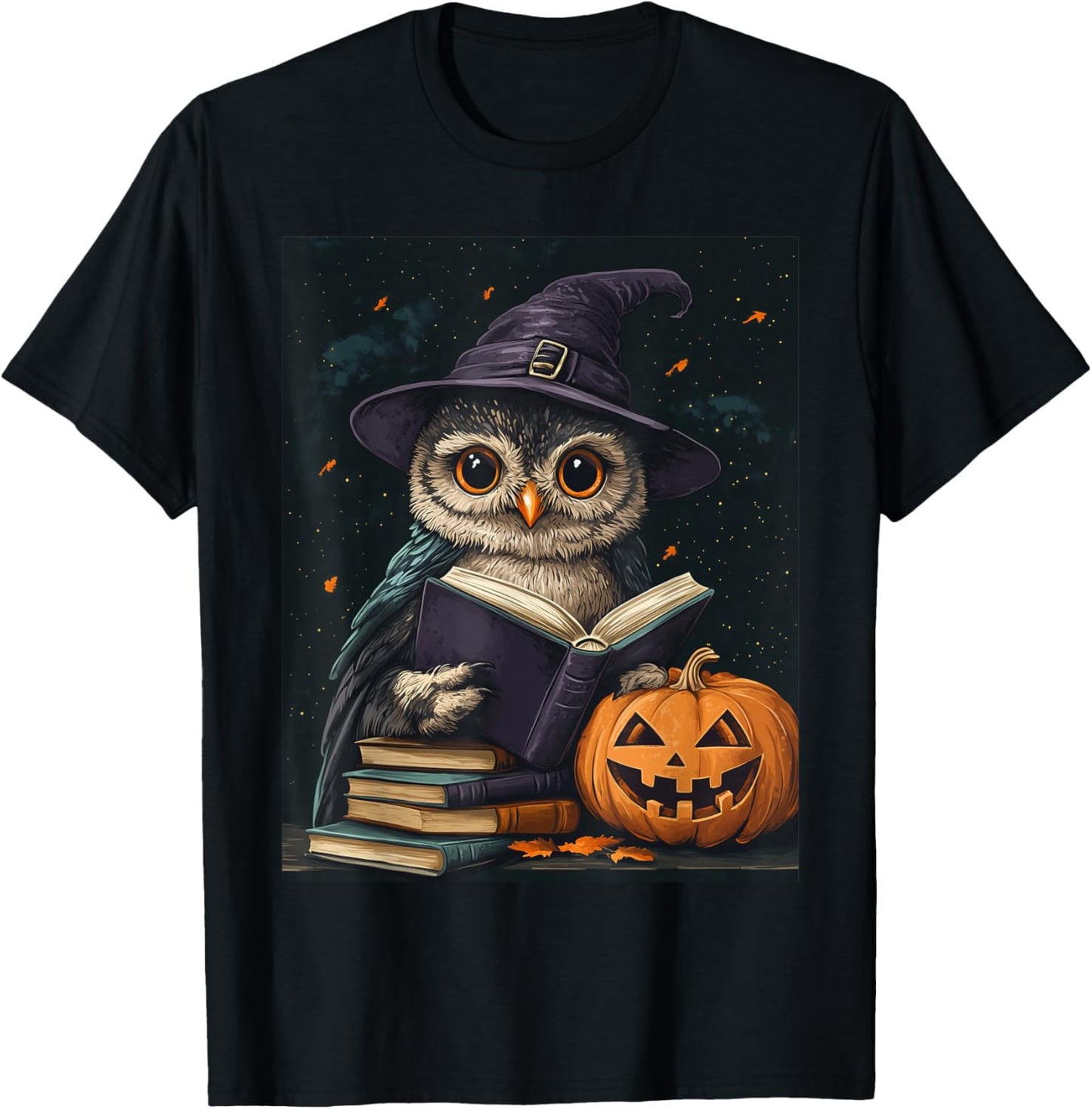 Halloween Girls Owl Book Boys Spooky Pumpkin Kids Halloween T-Shirt - T-Shirt | Black
