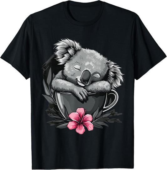 Koala Cup Tea T-Shirt - T-Shirt | Black