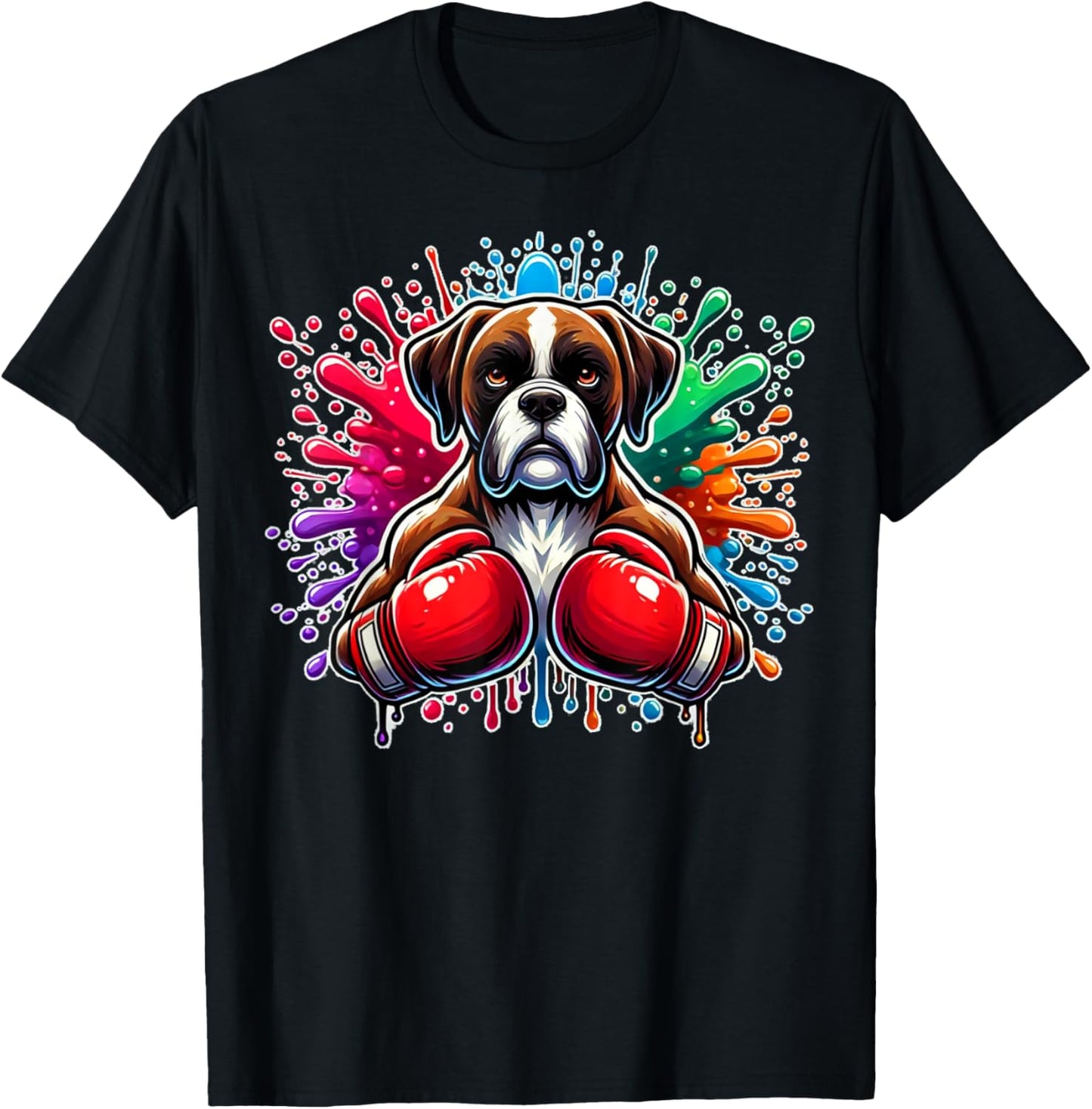 Funny Boxing Kickboxing Lover Boxer Dog Paint Splash Art Women T-Shirt - T-Shirt | Black