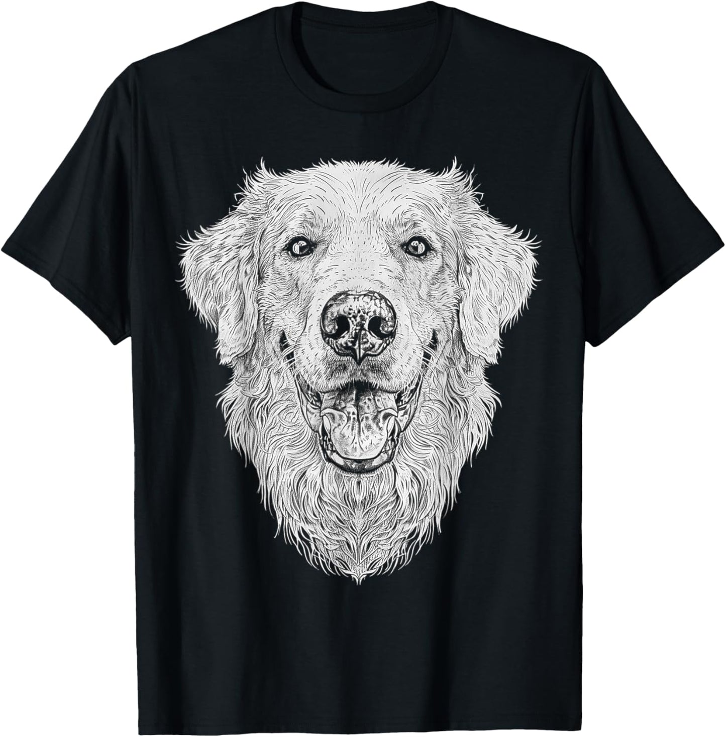 Golden Retriever Dog Motif Pet Illustration Golden Retriever T-Shirt - T-Shirt | Black
