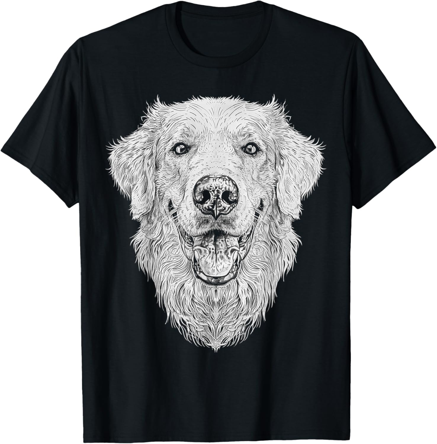 Golden Retriever Dog Motif Pet Illustration Golden Retriever T-Shirt - T-Shirt | Black