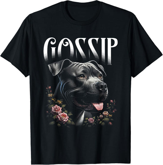 Pit Bull Gossip - Funny Vintage Pit Bull Dog Lover T-Shirt - T-Shirt | Black