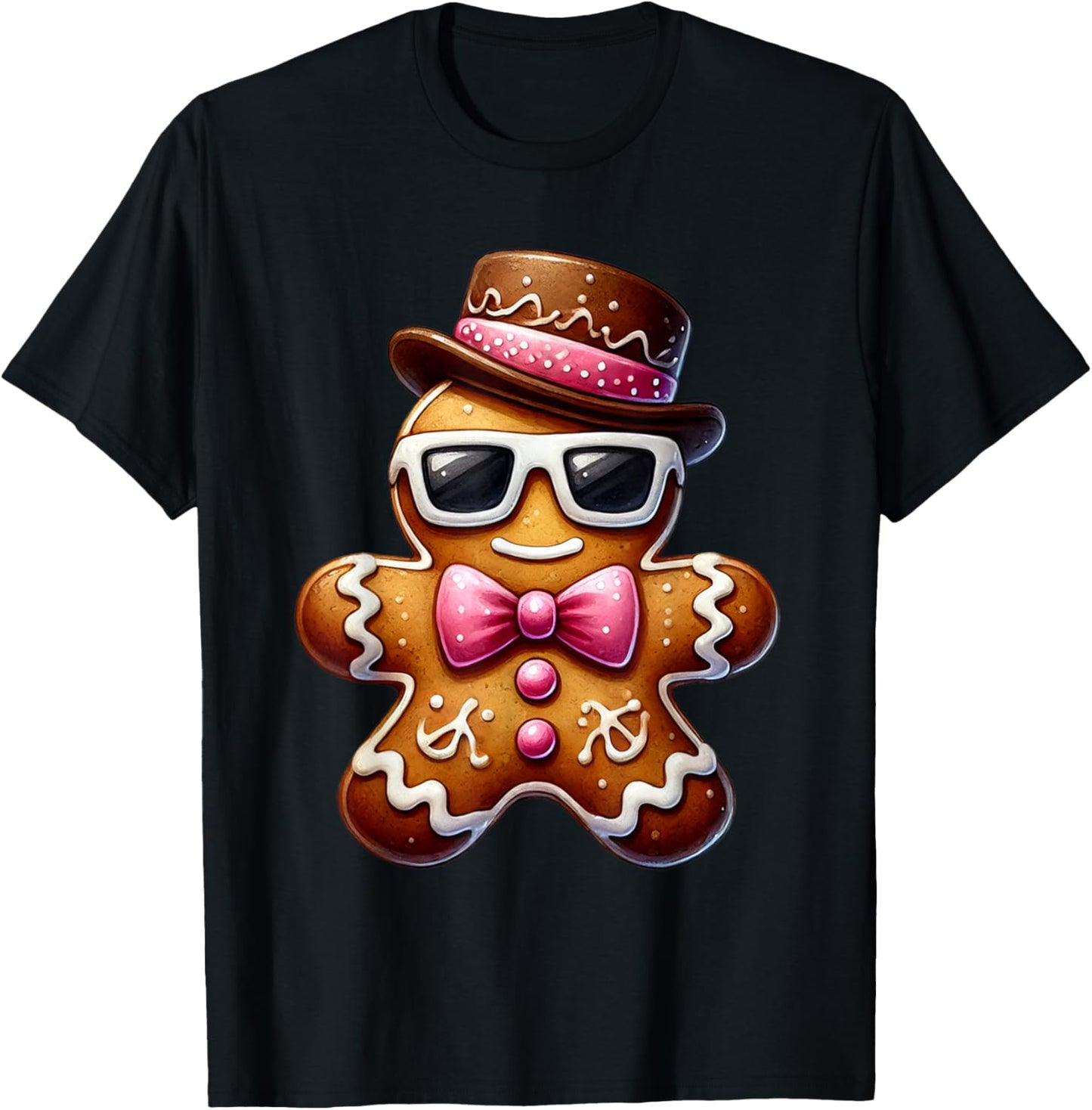 Gingerbread Man Cookie Christmas Pink Coquette Xmas Boy Kids T-Shirt - T-Shirt | Black