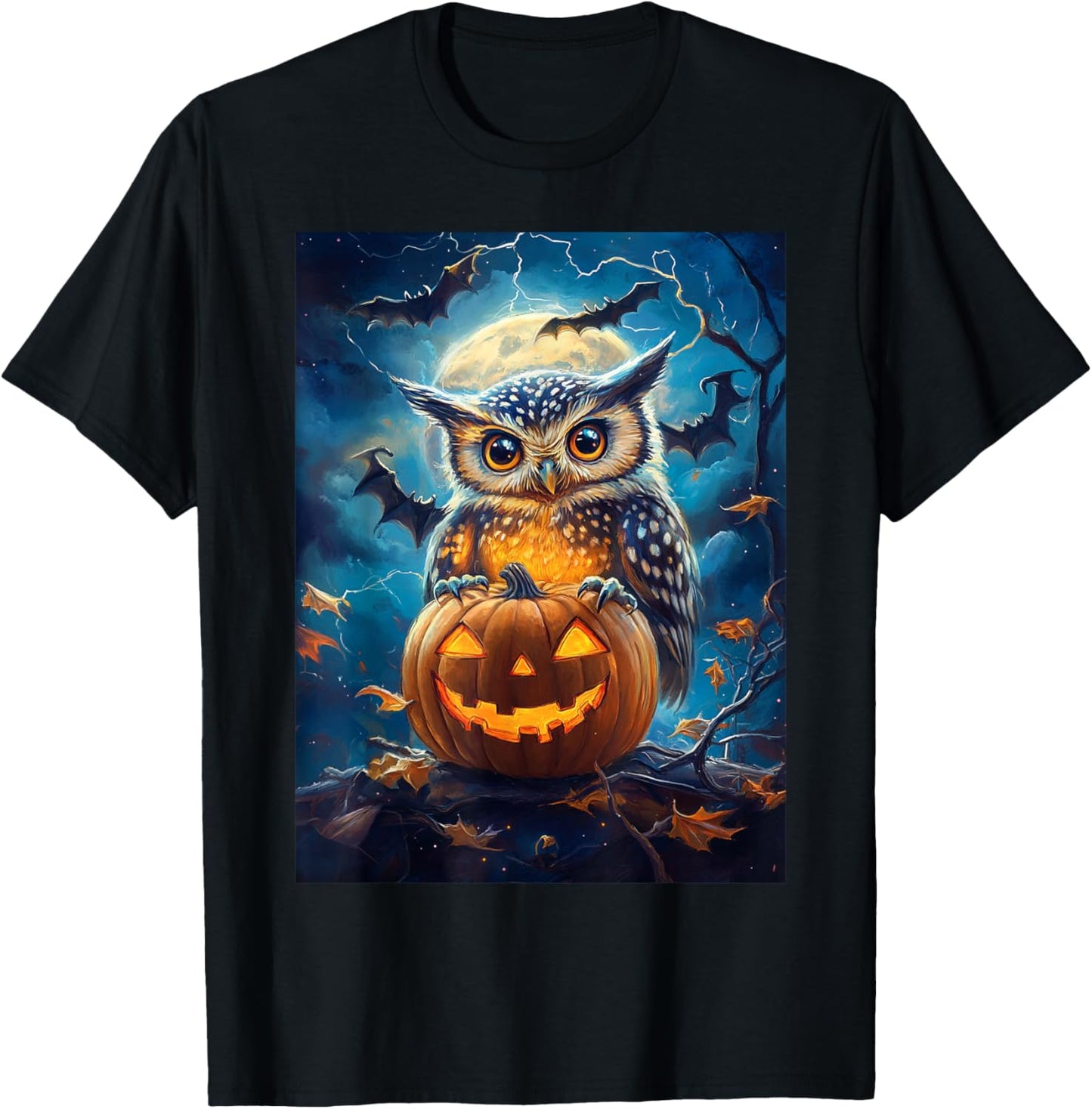 Halloween Girls Owl Boys Spooky Scary Pumpkin Kids Halloween T-Shirt - T-Shirt | Black
