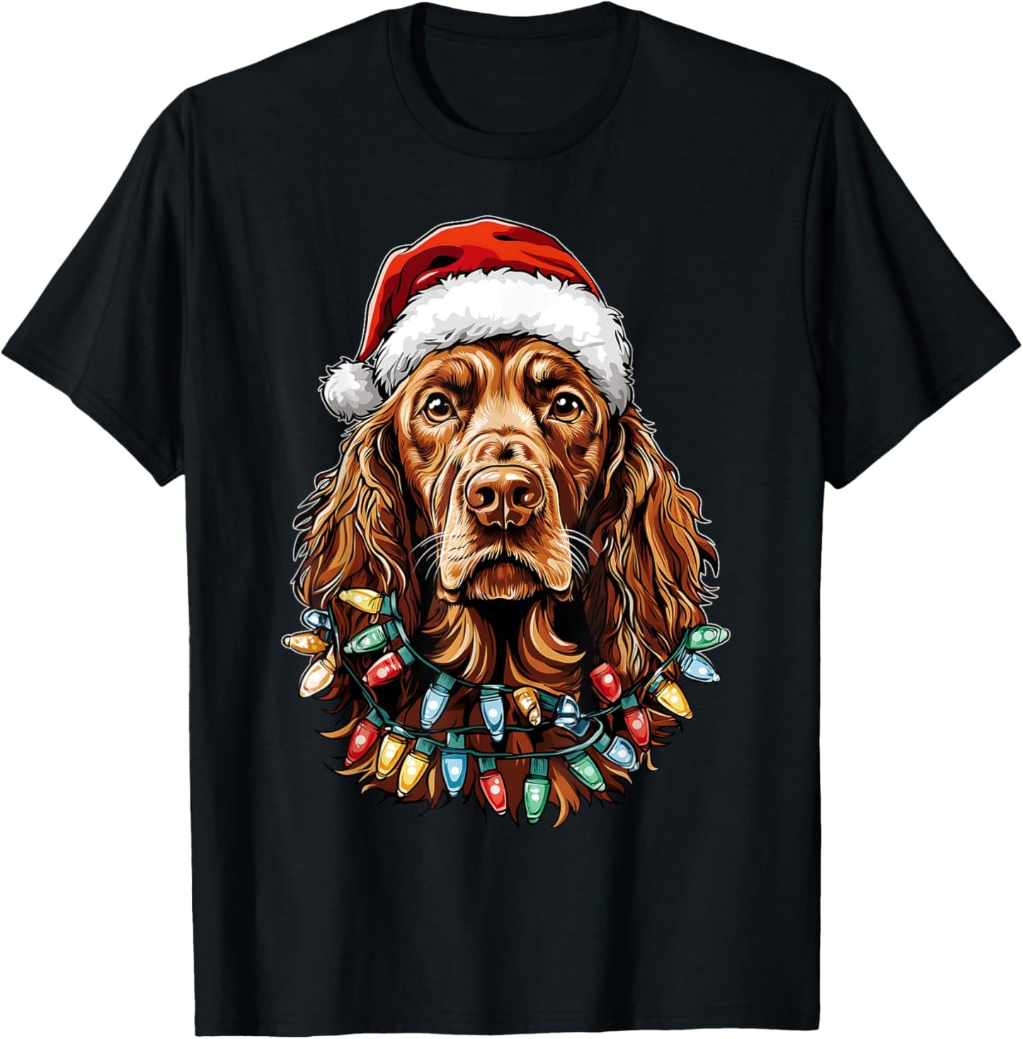 Irish Setter Dog Christmas Hat Xmas T-Shirt - T-Shirt | Black