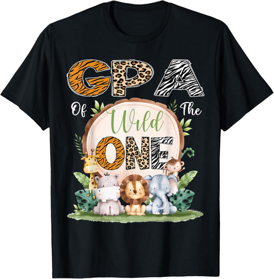 GPA Of The Wild One First Birthday Safari Woodland T-Shirt - T-Shirt | Black