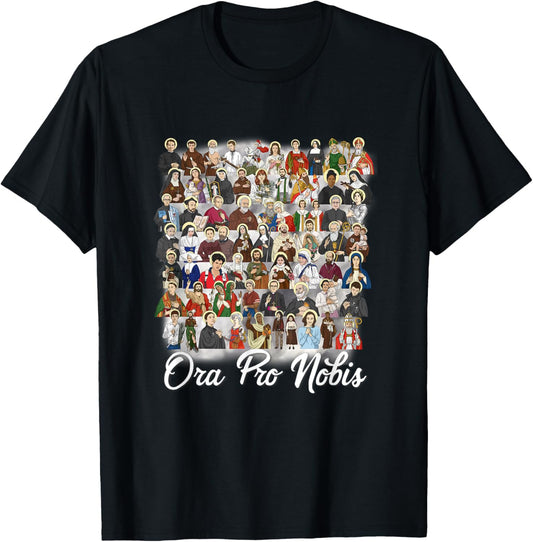 Catholic Patron Saints Latin Religious T-Shirt - T-Shirt | Black