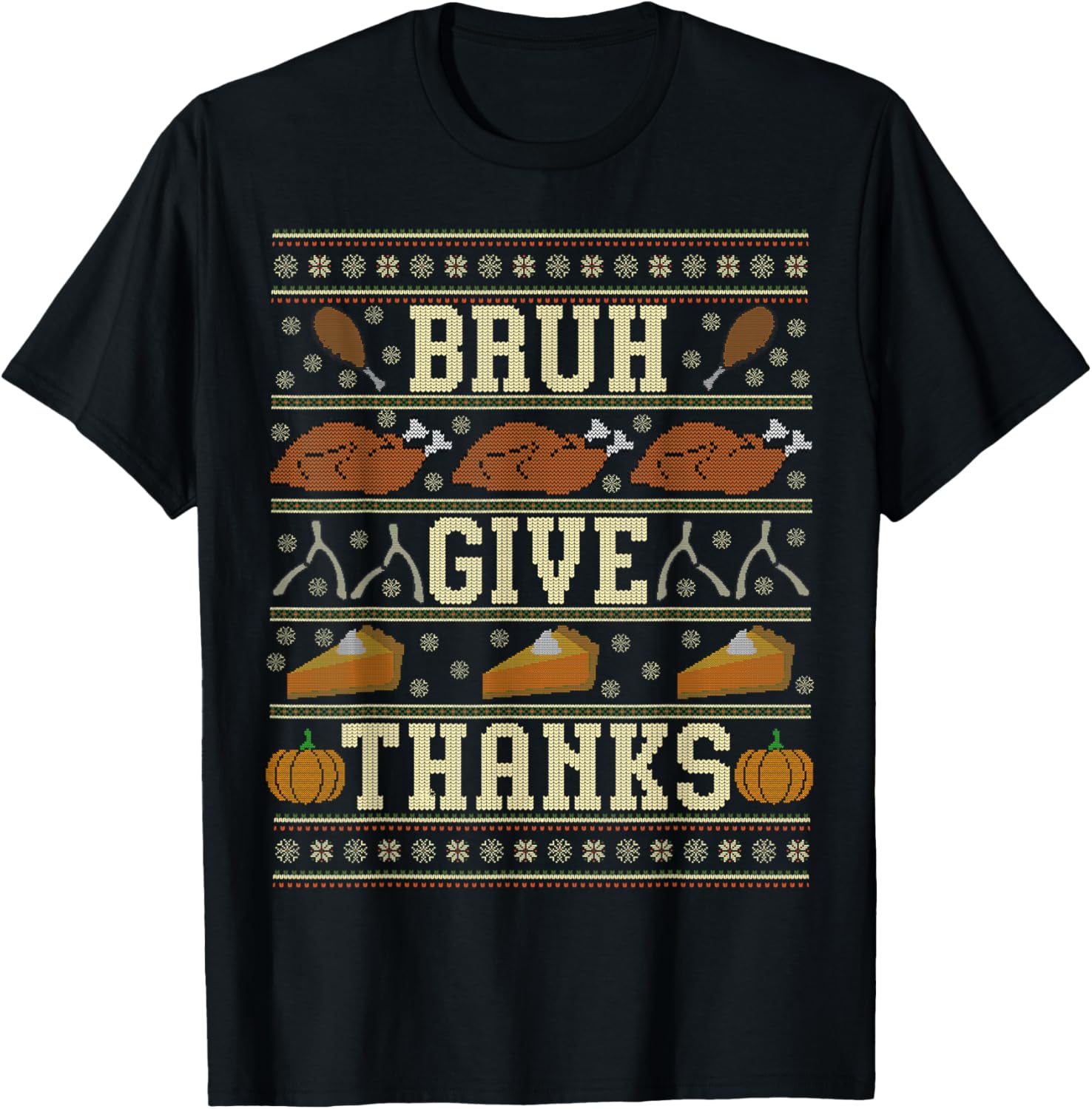 Bruh Meme Ugly Thanksgiving Sweater Turkey Teen Boys Kids T-Shirt - T-Shirt | Black