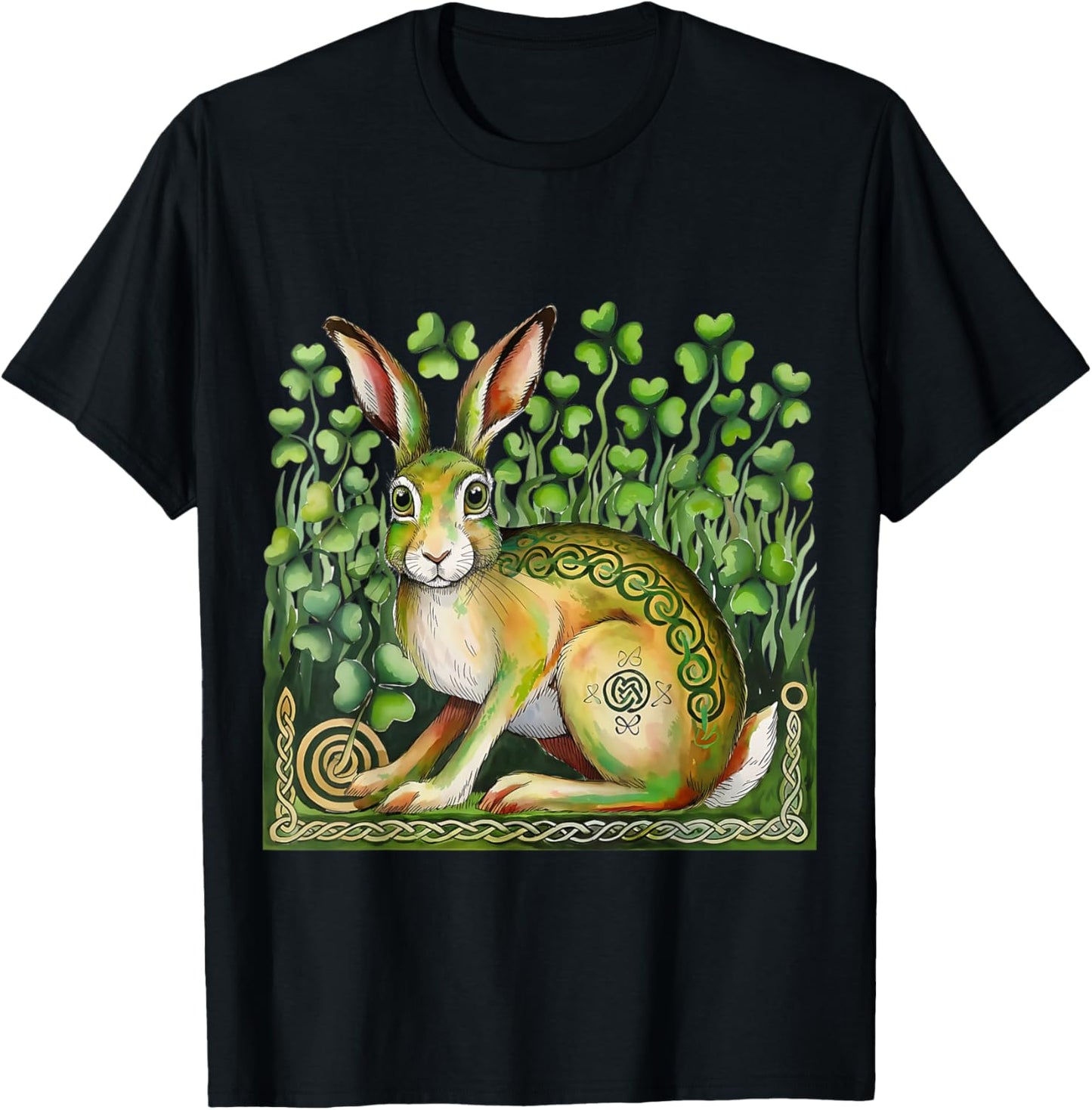 St Patrick's Day Irish Hare traditional Rabbit Celtic Knot T-Shirt - T-Shirt | Black