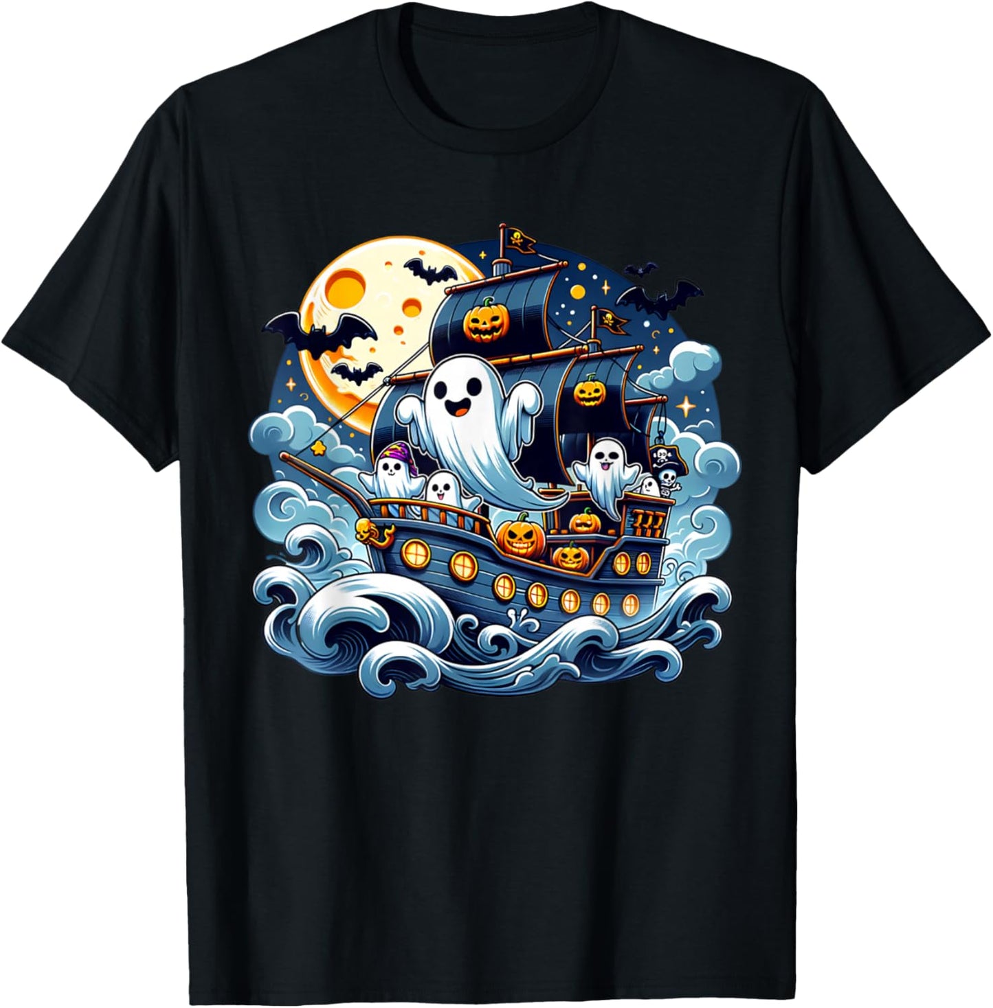 Halloween Spooky Ghost Pirate Ship Adventure Ghost Ship T-Shirt - T-Shirt | Black