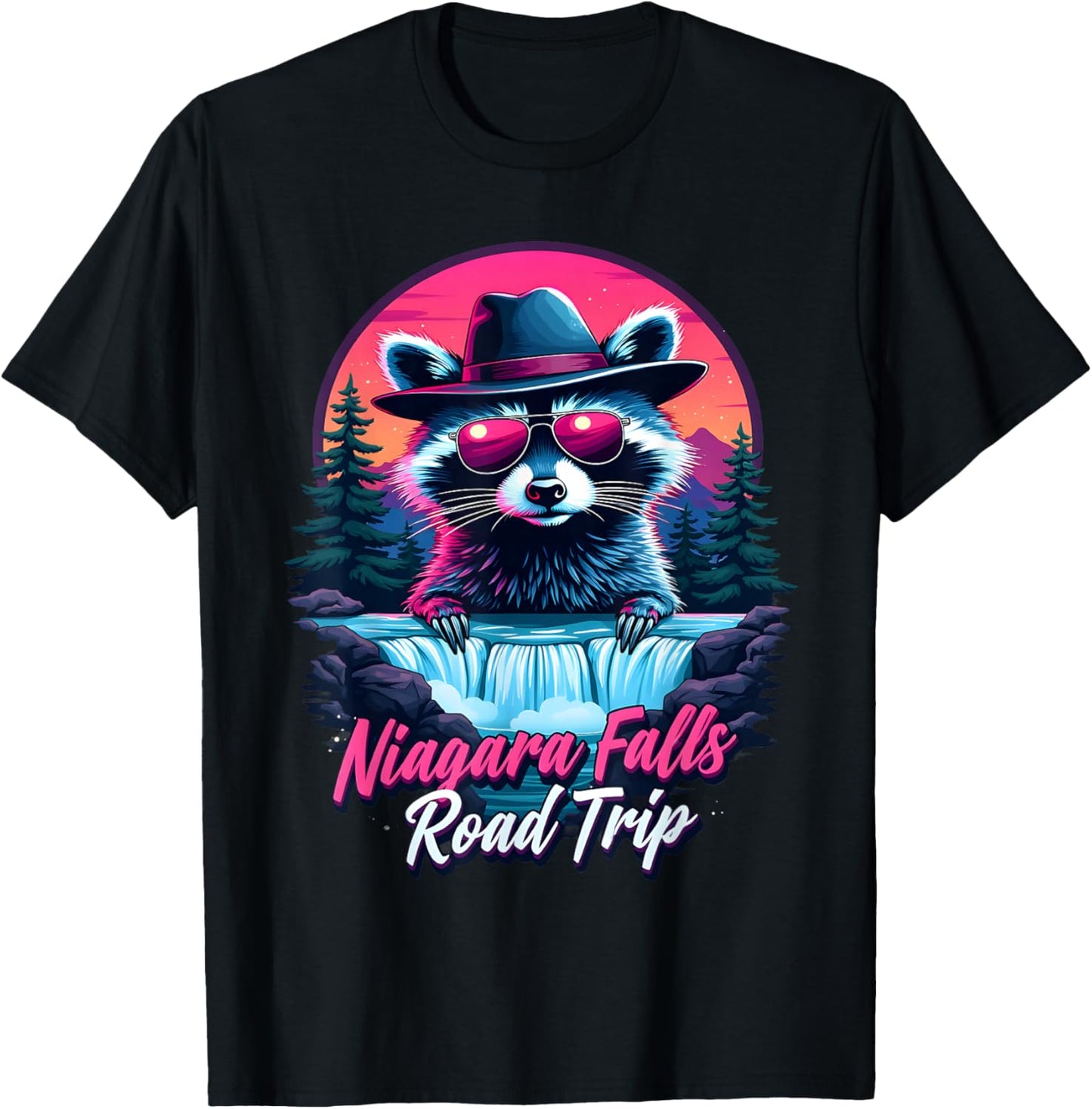 Road Trip Squad Niagara Falls Souvenirs Family Raccoon T-Shirt - T-Shirt | Black