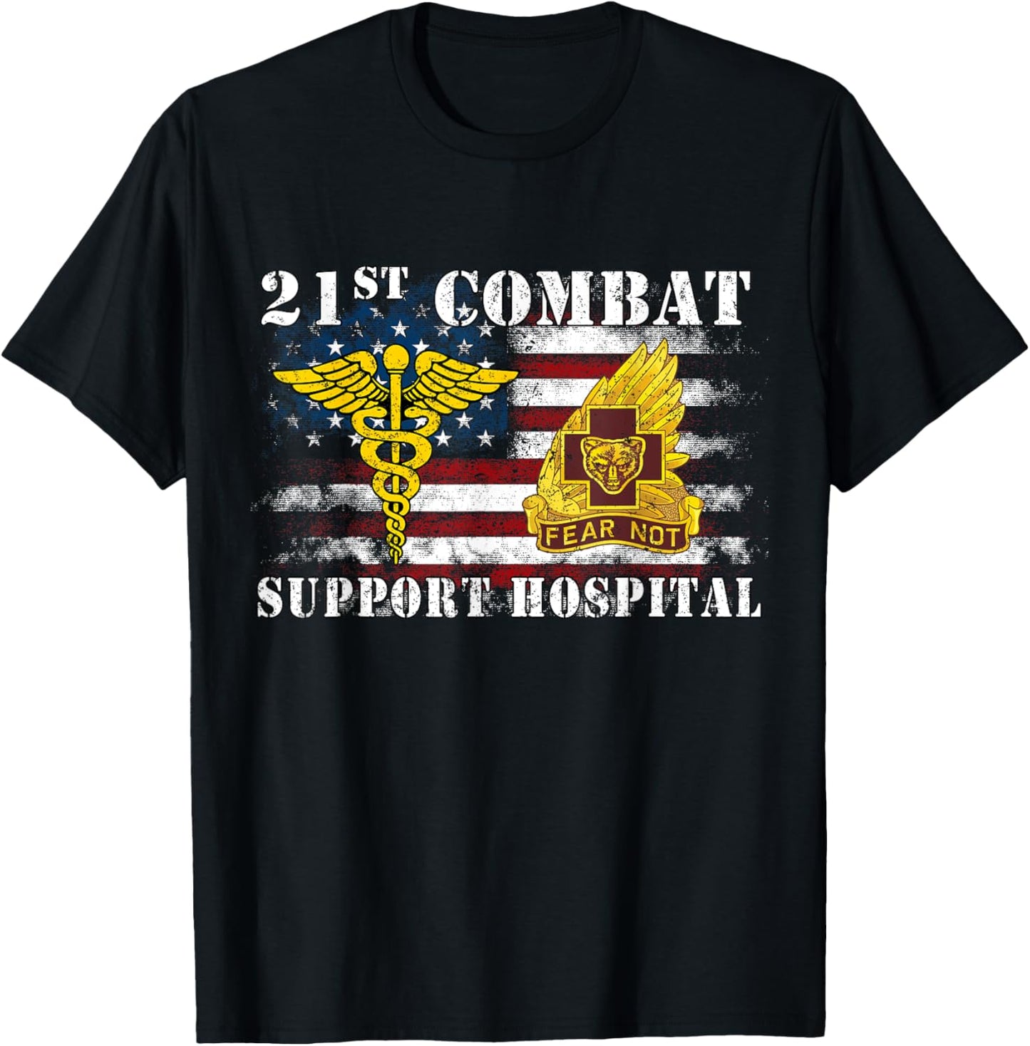 21st Combat Support Hospital Veterans Day Vintage Gifts T-Shirt - T-Shirt | Black