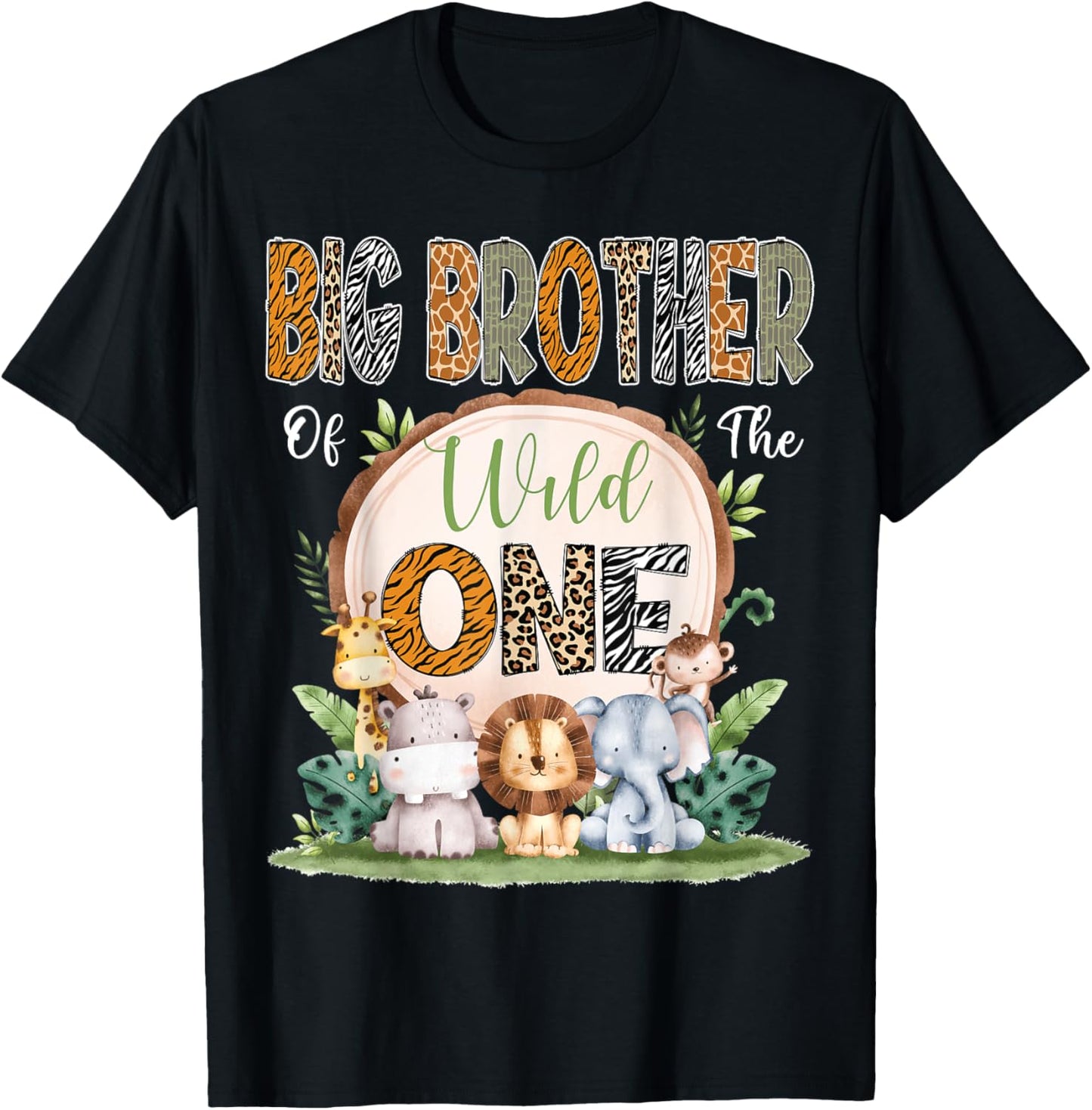 Big Brother Of The Wild One First Birthday Safari Woodland T-Shirt - T-Shirt | Black