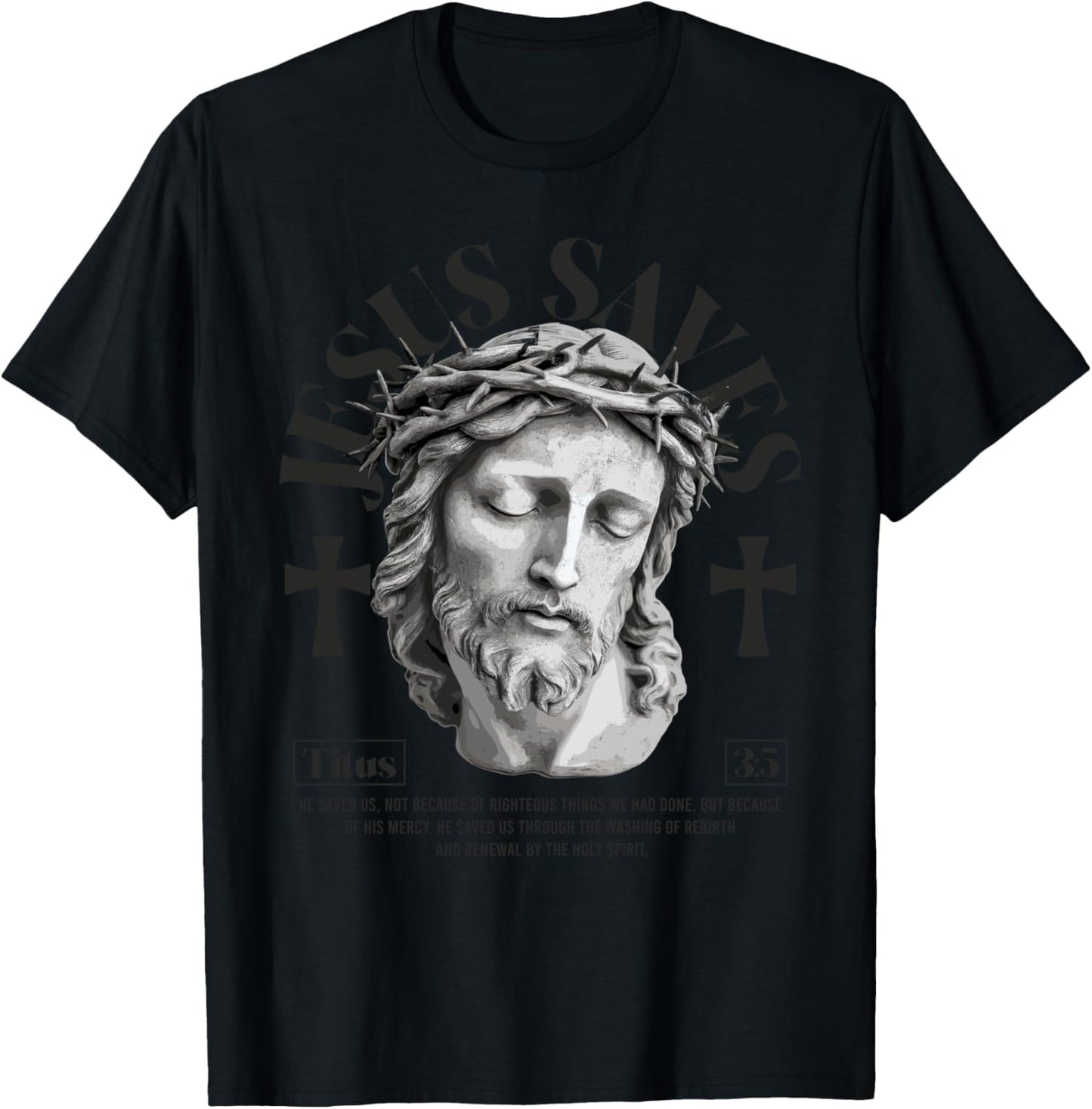 Jesus saves - Titus 3:5 Christian bible verses T-Shirt - T-Shirt | Black