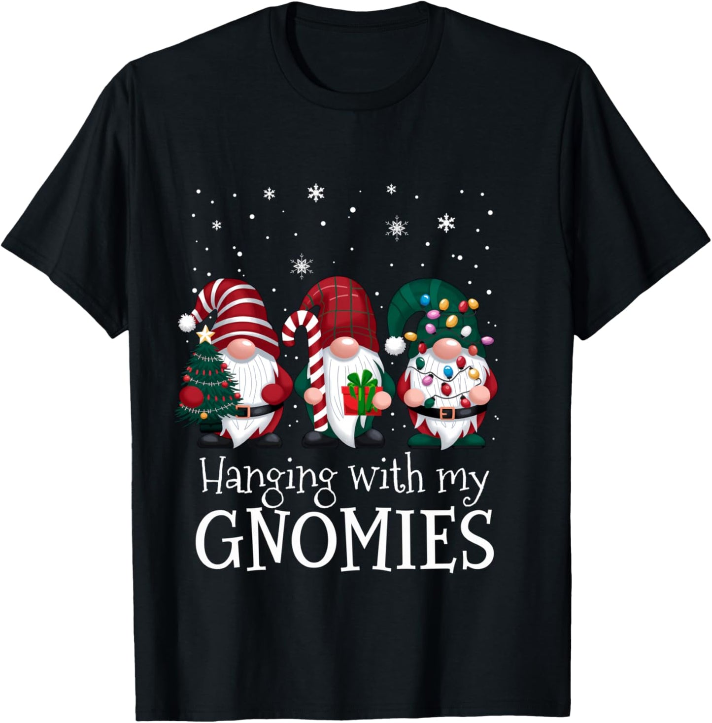 Hanging With My Gnomies Family Christmas Gnome Xmas Holiday T-Shirt - T-Shirt | Black