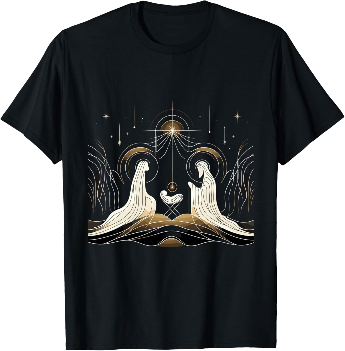 Minimalist Nativity Scene - Christmas Art T-Shirt - T-Shirt | Black
