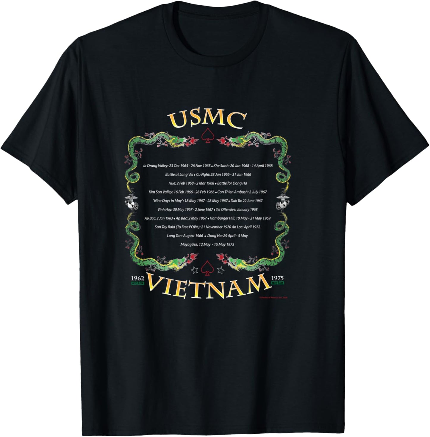 USMC Vietnam Battles T-Shirt - T-Shirt | Black