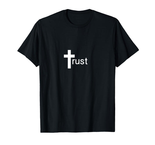 Sacred States Trust Cross Christian T-Shirt, Black, Small