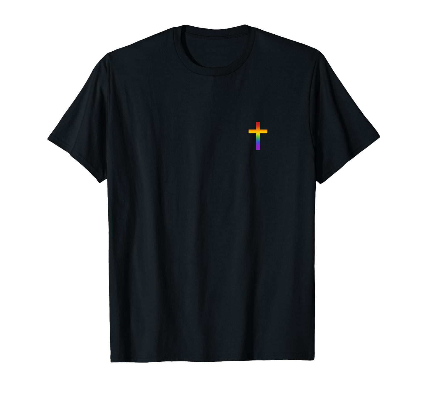 Small Rainbow Cross LGBTQ Christian Pride Flag Religious T-Shirt