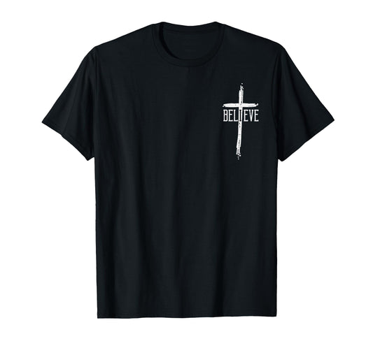Christian I Believe Cross Pocket Jesus Faith Men Women Kids T-Shirt