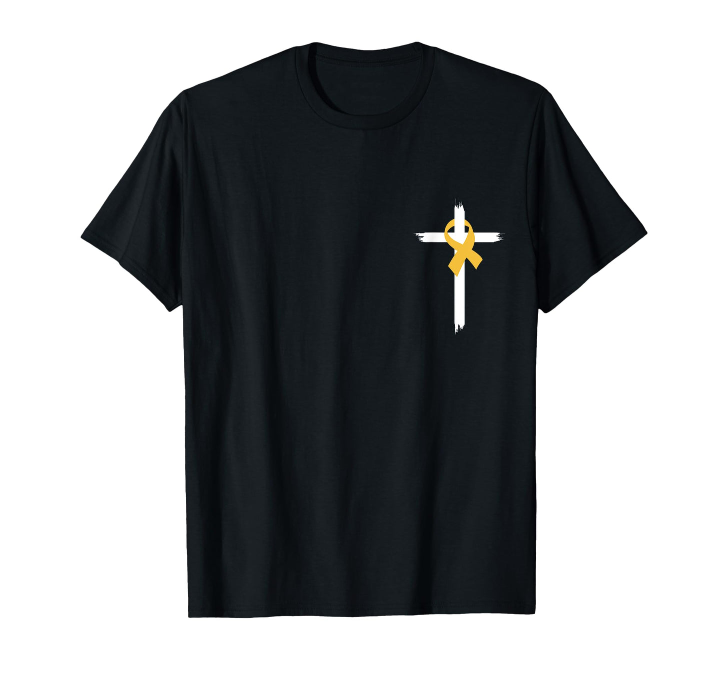 Christian Cross Jesus Gold Ribbon Childhood Cancer Awareness T-Shirt