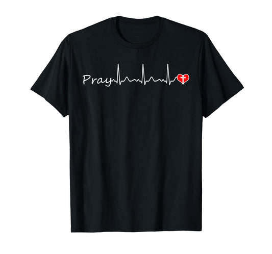 Heartbeat Pray - Christian Faith Church Outfit Baptism Gifts T-Shirt
