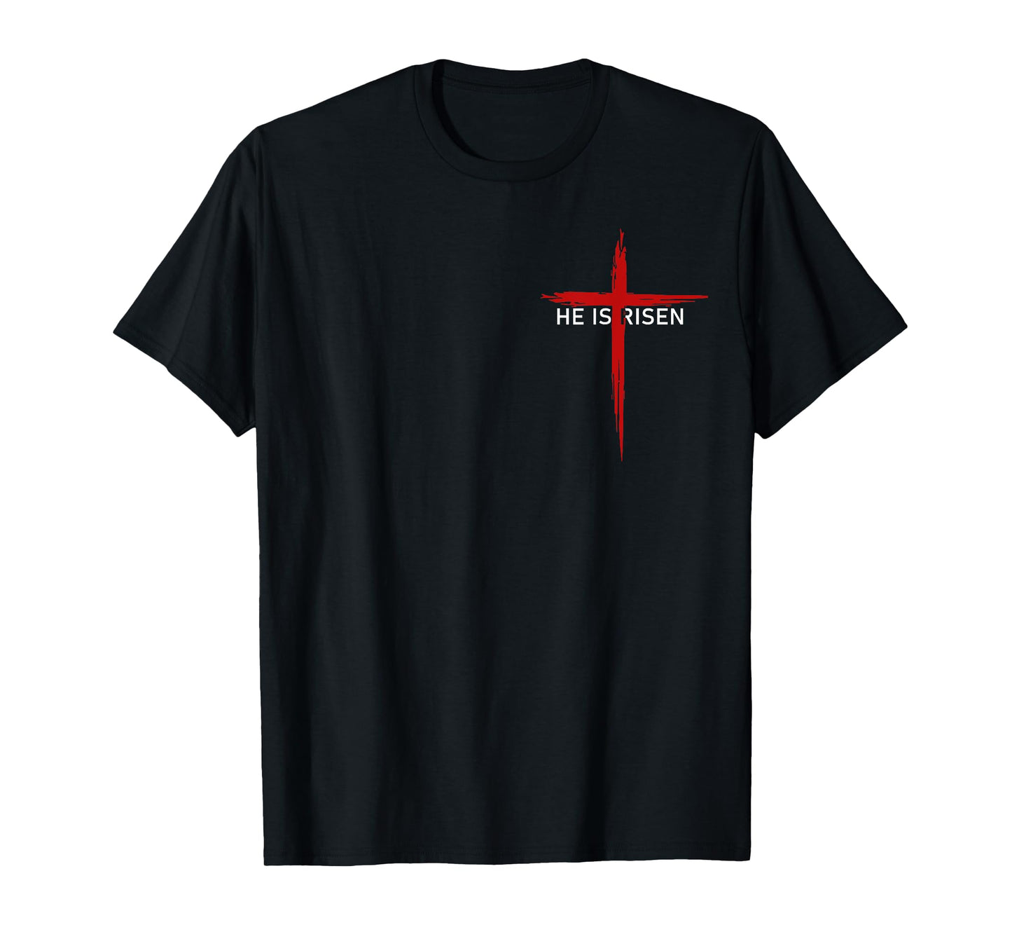 He Is Risen Pocket Christian Logo Jesus Religious Cross T-Shirt