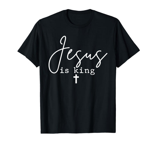 Jesus Is King Christian Cross God Faith Bible Minimal Pray T-Shirt