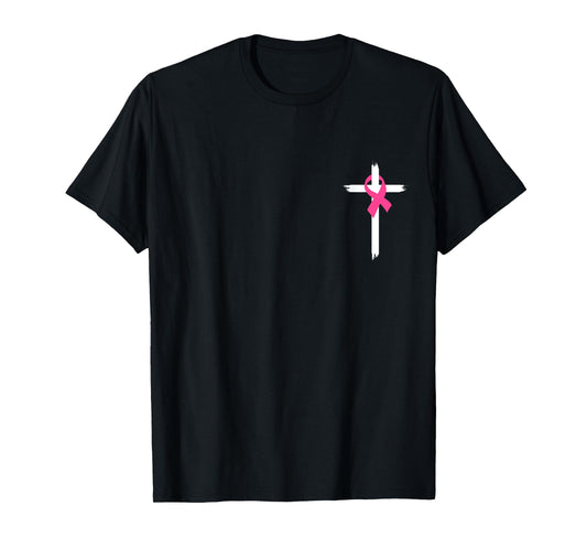 Christian Jesus Cross Pink Ribbon Breast Cancer Awareness T-Shirt