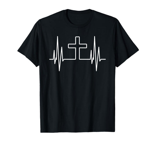 Christian Cross Heartbeat Love for Jesus Christianity God T-Shirt