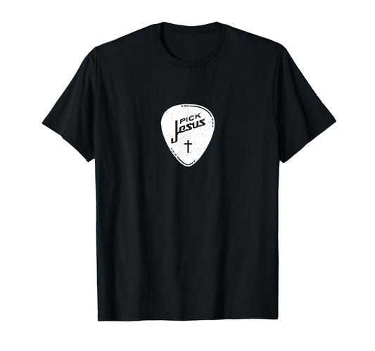 Christian Shirt - Vintage Guitar Pick Jesus Cross Worship T-Shirt