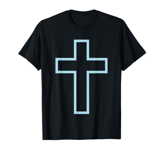 Baby Blue Cross Outline T-Shirt