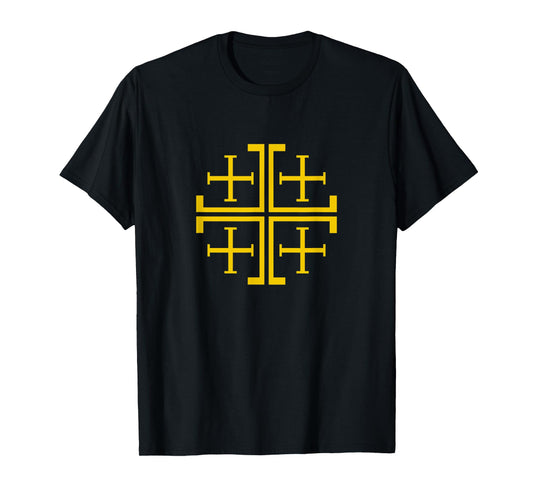 Gold Jerusalem Cross J-Cross Christian design T-Shirt