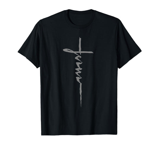 Jesus Christian Cross Art Cursive Inspiring Gift Men Women T-Shirt