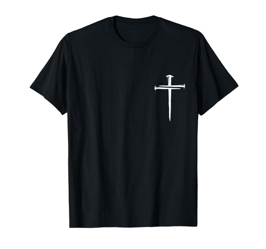 Christian Religious Jesus Crist Three Nails Cross Black Unisex Adults Kids Cotton Polyester Blend Modern Straight Fit Hoodie T-Shirt