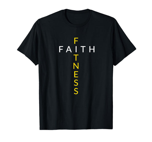 Faith Fitness Cross, Christian Workout, Modern Gym T-Shirt